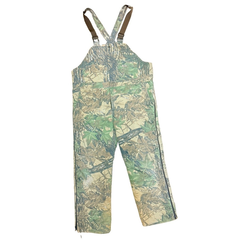 Duxbak Realtree Camo Insulated Hunting Bib Overalls Men's Large Zip Leg